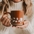 Stoneware Coffee Mug with Orange Autumn Leaves