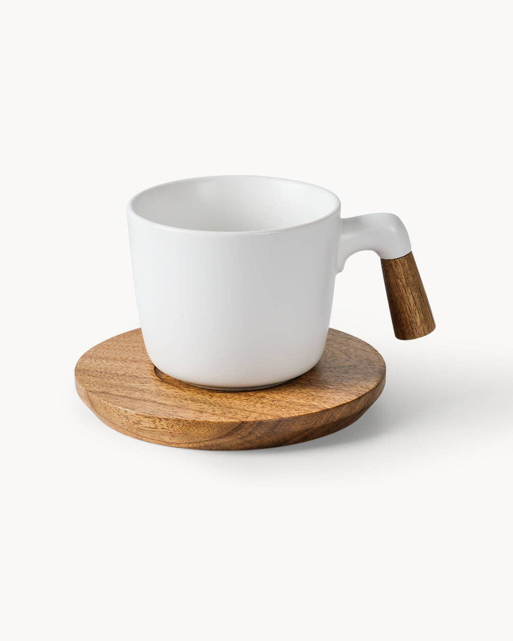 Teekannen-Set mit Gestell und 4 Tassen - Weiss – 1 L, Keramik & Bambus | MIAMIO