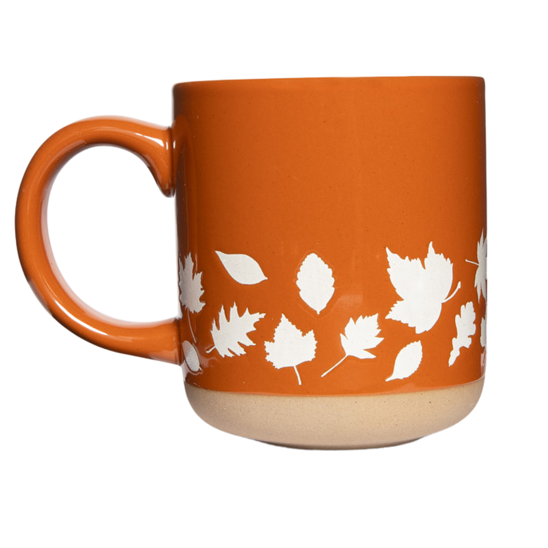 Stoneware Coffee Mug with Orange Autumn Leaves