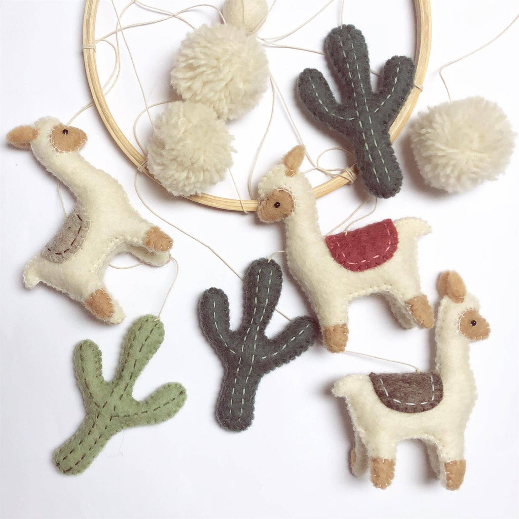 Llama & Cactus Felt Mobile