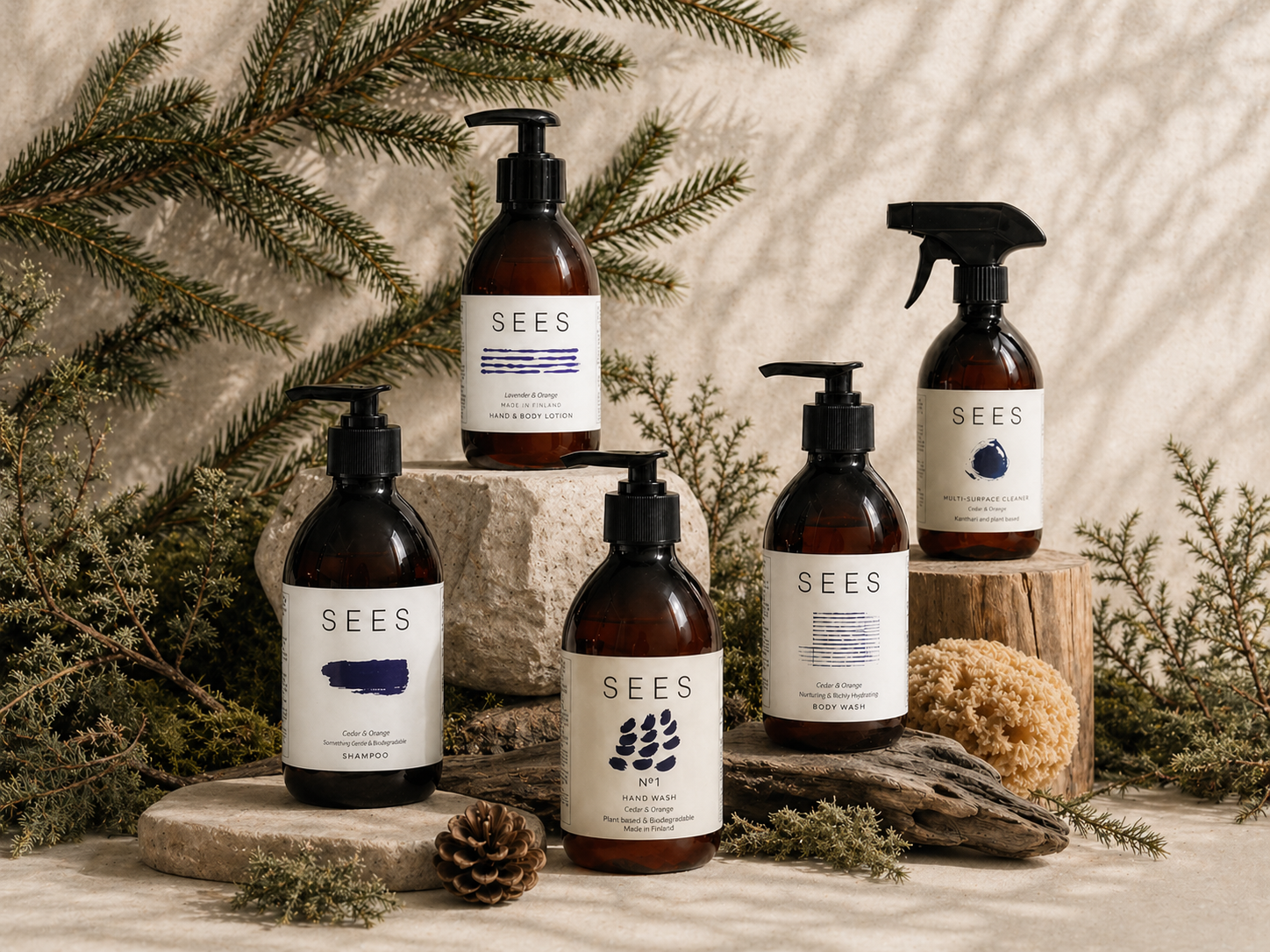 Produits SEES dans une ambiance naturelle et scandinave