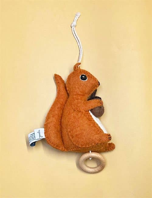 Musik Mobile Eichhörnchen Orange handgemacht aus Wolle