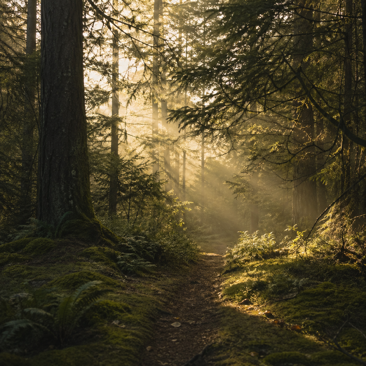 Waldweg mit schönem Lichteinfall