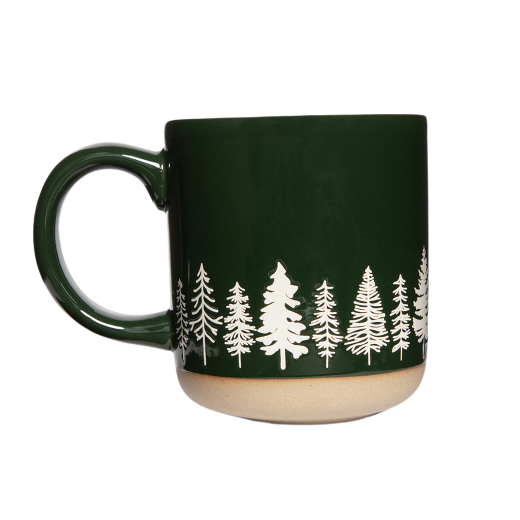Steingut-Kaffeebecher mit Kiefernmotiv