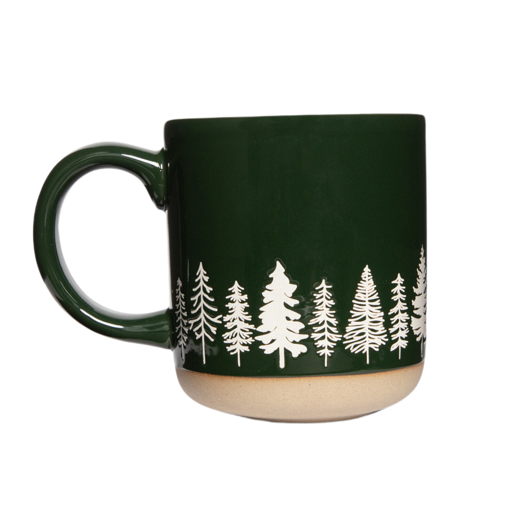 Steingut-Kaffeebecher mit Kiefernmotiv
