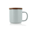 Tasse à thé JULIET Gris perle - Grès avec couvercle en bois et filtre à thé en acier inoxydable 300 ml | Ogo Living