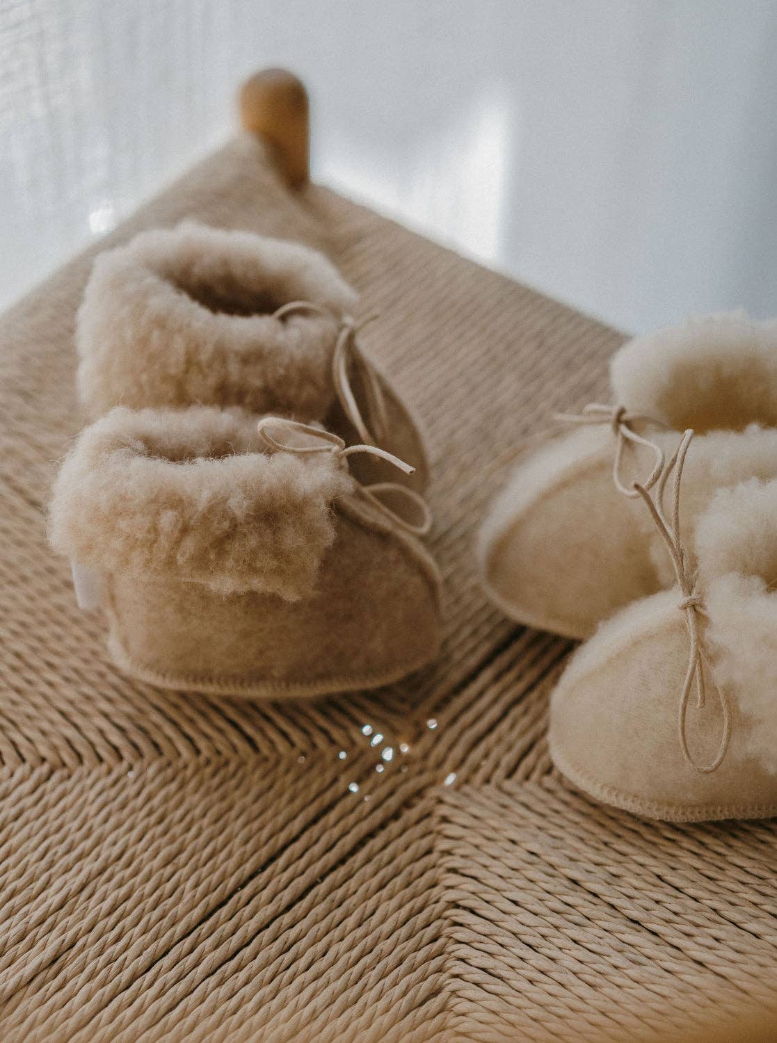 Chaussons bébé naturels en 100% laine