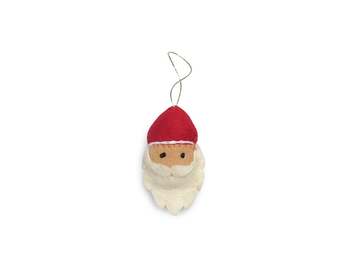 Felt Santa ornament with a red hat and white beard