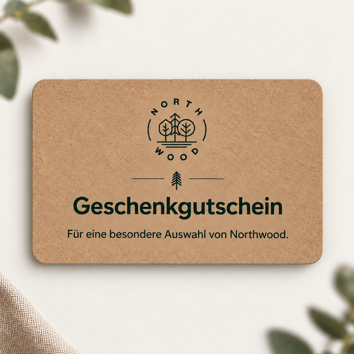 Northwood Geschenkgutschein – Vorderseite in Kraftpapieroptik