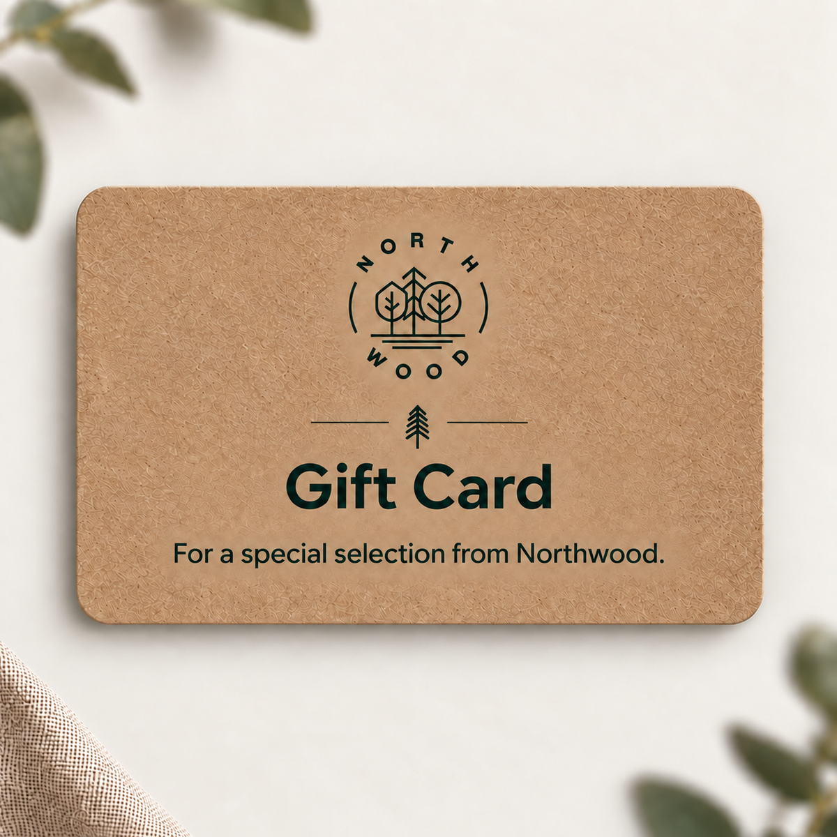 Northwood gift card – front in kraft paper style